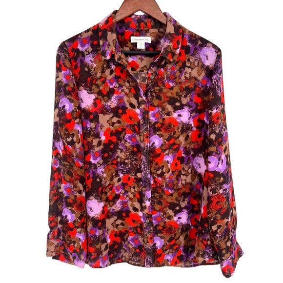 Coldwater Creek Tops - Coldwater Creek Womens Size Medium 10-12 Red Lightweight Blouse shirt Top Fall